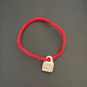 UNO de 50 Red Bracelet with Silver Charm